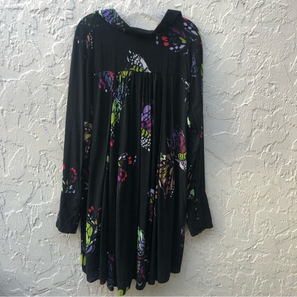 FREE PEOPLE Field of Butterflies Tunic Dress Top Black Multi Color Size Large - Picture 9 of 12